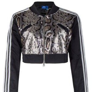 RARE! adidas originals sequin python print crop jacket